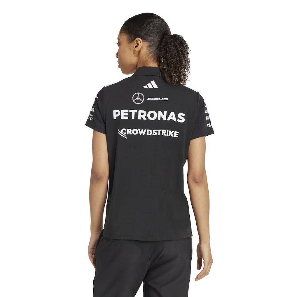 Mercedes AMG Petronas adidas Replica F1 2025 Team Polo - Black - Womens