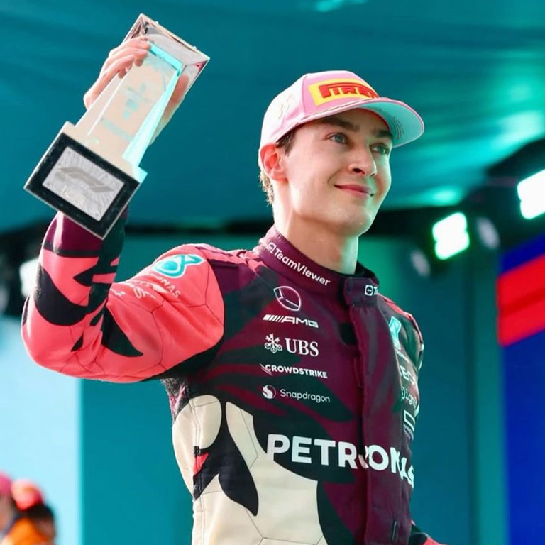 MERCEDES GEORGE RUSSELL MIAMI GP 2025 RACING SUIT In Stock