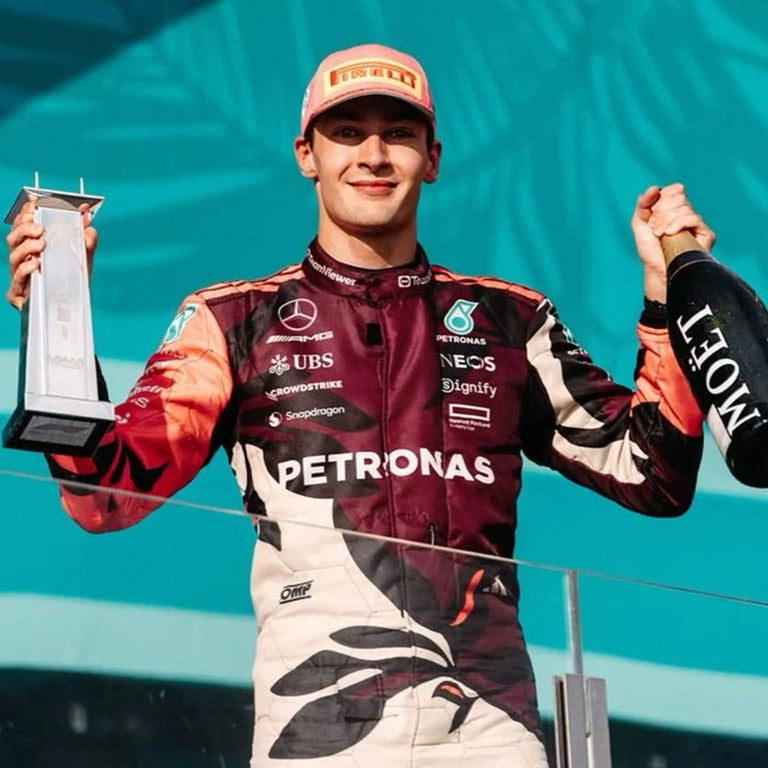 MERCEDES GEORGE RUSSELL MIAMI GP 2025 RACING SUIT In Stock