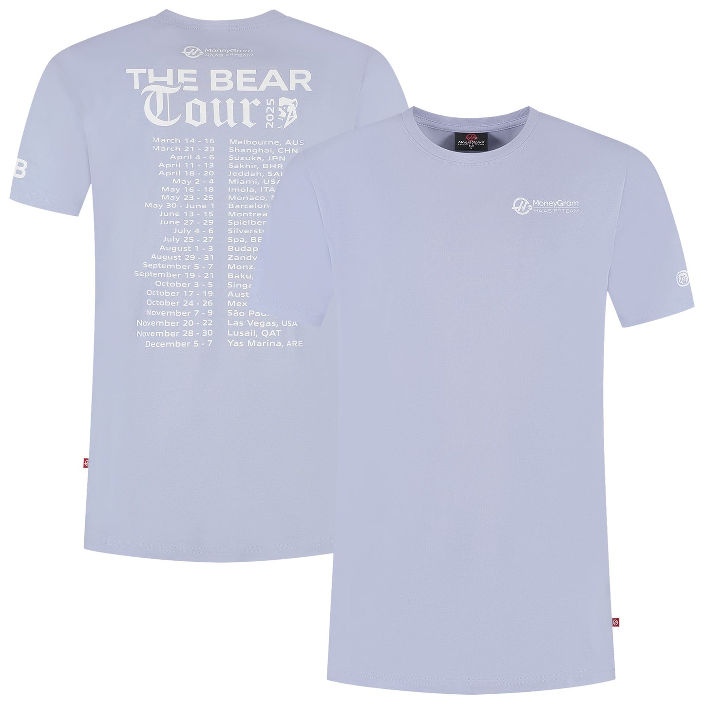 Haas F1 Moneygram Ollie Bearman The Bear Tour Back Print replica T-Shirt - Lilac