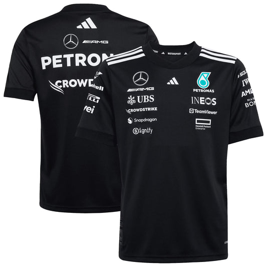 Mercedes AMG Petronas adidas F1 2025 Team Driver Replica T-Shirt - Black - Kids