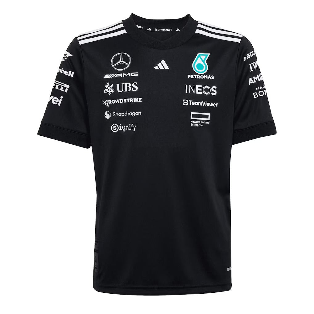 Mercedes AMG Petronas adidas F1 2025 Team Driver Replica T-Shirt - Black - Kids