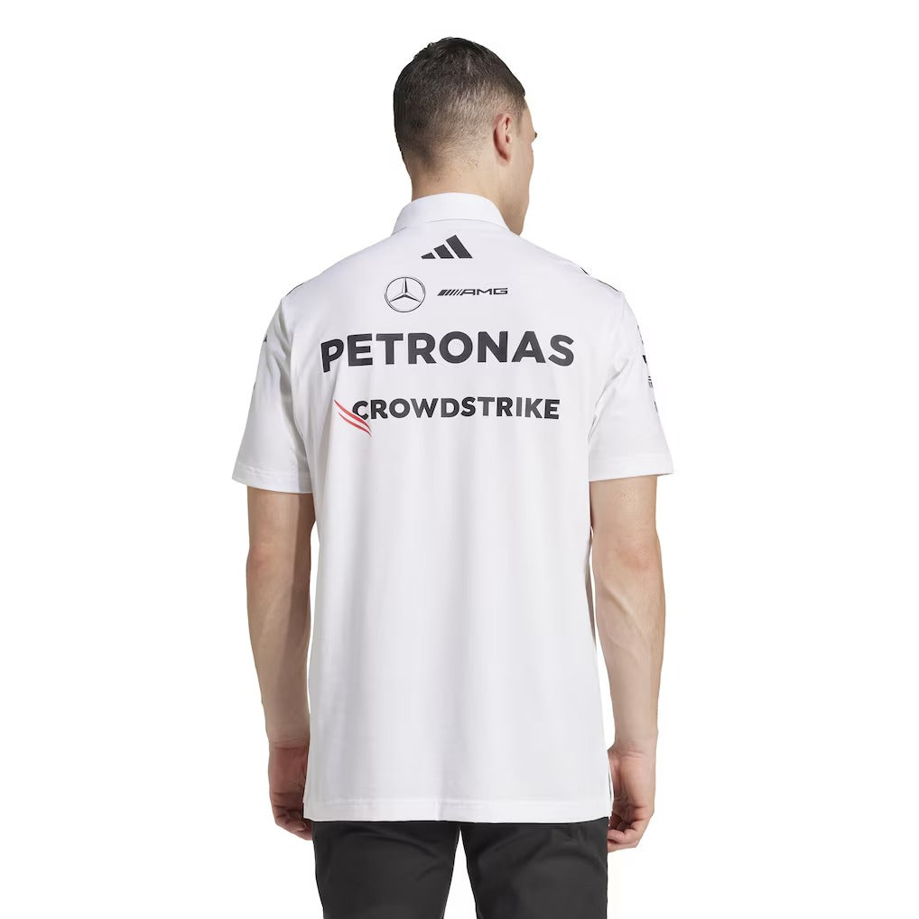 Mercedes AMG Petronas adidas replica F1 2025 Team Polo - White