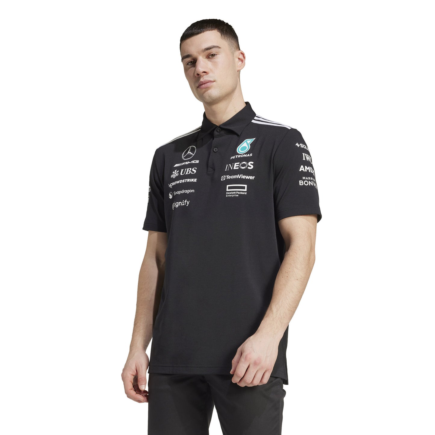Mercedes AMG Petronas adidas F1 2025 Team Polo -Replica  Black