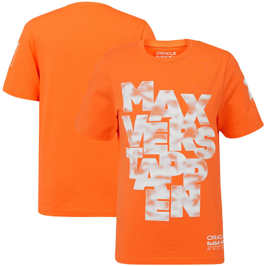 Red Bull Racing Max Verstappen Expression Driver Replica T-Shirt - Orange - Kids